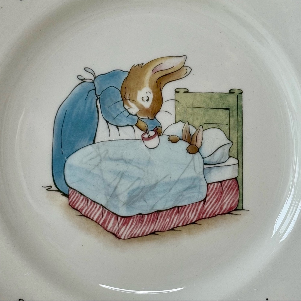 Beatrix Potter Peter Rabbit Camomile Tea" 7” Nursery Plate-Wedgwood Barlaston - Picture 2 of 13